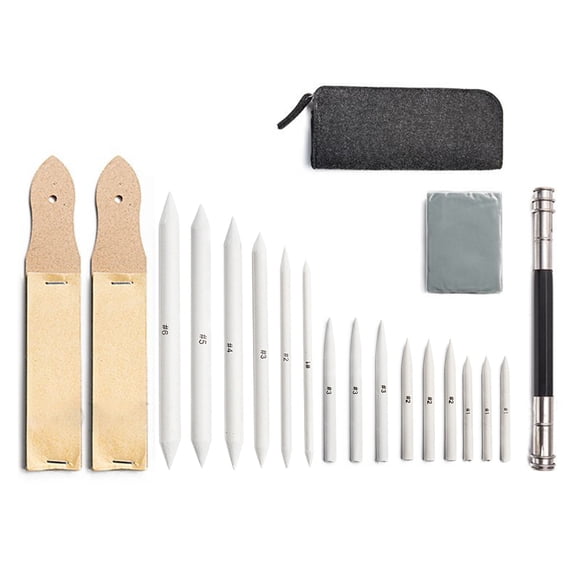Lubelski 19Pcs/Set Blending Stumps Tortillon Pencil Extension Tool Sketch Drawing Art Kit