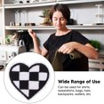 thumbnail image 3 of Applique Patches, Black White Grids Cotton Material Embroidered 100pcs Heart Shaped Cloth Patches Fashionable  For Jackets For Repairing, 3 of 8