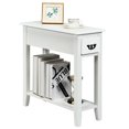 thumbnail image 3 of Patiojoy White 2 Tier Narrow Nightstand End Bedside Sofa Side Table With Drawer And Shelf, 3 of 6