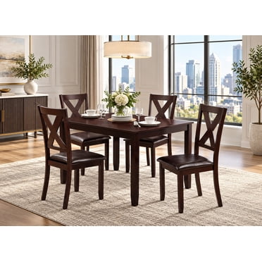 ENSEMBLE DE TABLE À MANGER EN BOIS MASSIF K-LIVING POPPY 5PCS EN ESPRESSO (TABLE ET 4 CHAISES)