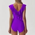 thumbnail image 3 of Bocqde Women Swimsuits Fashion Solid Color Loose Fit Ruffle Monokini Swimwears Ladies One Piece Bathing Suits, 3 of 5
