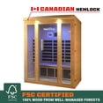 thumbnail image 3 of TMG Industrial TMG LIVING 3 Person Indoor FAR Infrared Sauna Room, Natural Canadian Hemlock, Bluetooth Speakers, Tempered Glass Door, 3 of 6