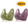 thumbnail image 2 of Yuyuzo Front Closure Bras for Women Plus Size 2 Pack Full Support Wireless Comfortable Everyday Bra, 2 of 4