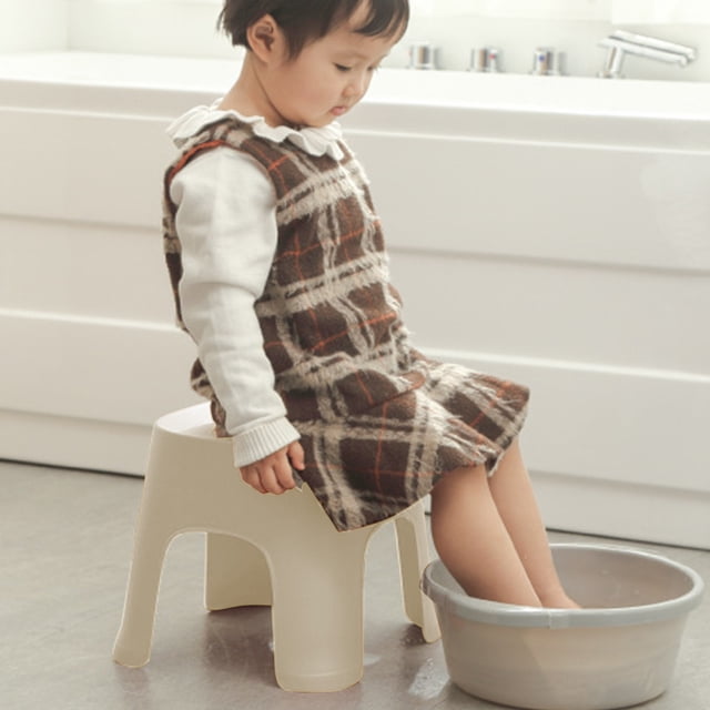 Fridja Non Slip Step Stool Shower Foot Stool 8 Inch High One Steps Stool Small Plastic Thickened Step Stool for Home, Office, Garage Stools Laundry Bathroom, 8.07x7.67x6.29in, White