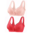 thumbnail image 2 of Timegard 2pc Wireless Bras for Women Front Closure Button Bralette Ruched Comfort Everyday Bras with Support, 2 of 3