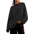 thumbnail image 2 of Penkiiy Chandails Surdimensionnés pour Femmes Tendance Décontracté Ample Col Rond Manches Longues Hauts Tenues d'Automne 2024 L Gris Foncé, 2 of 7