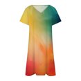 thumbnail image 4 of SMihono Robe d'Été Bohème pour Femmes Grande Taille Robes d'Été Col en V Ligne A Imprimé Floral Décontracté Manches Courtes Robe Ample, 4 of 5