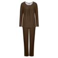 thumbnail image 4 of Timegard Ensembles de Pyjamas pour Femmes Confortables, Haut à Manches Longues Froncé à Col Rond et Pantalon, Tenues de Pyjama Amples pour l'Automne, 4 of 6