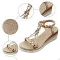 thumbnail image 4 of Sandales à Plateforme Bohèmes pour Femmes, Robe, Plage, Décontractées, Espadrilles en Lin, Talon Compensé Épais, Slingback, Été, 4 of 6
