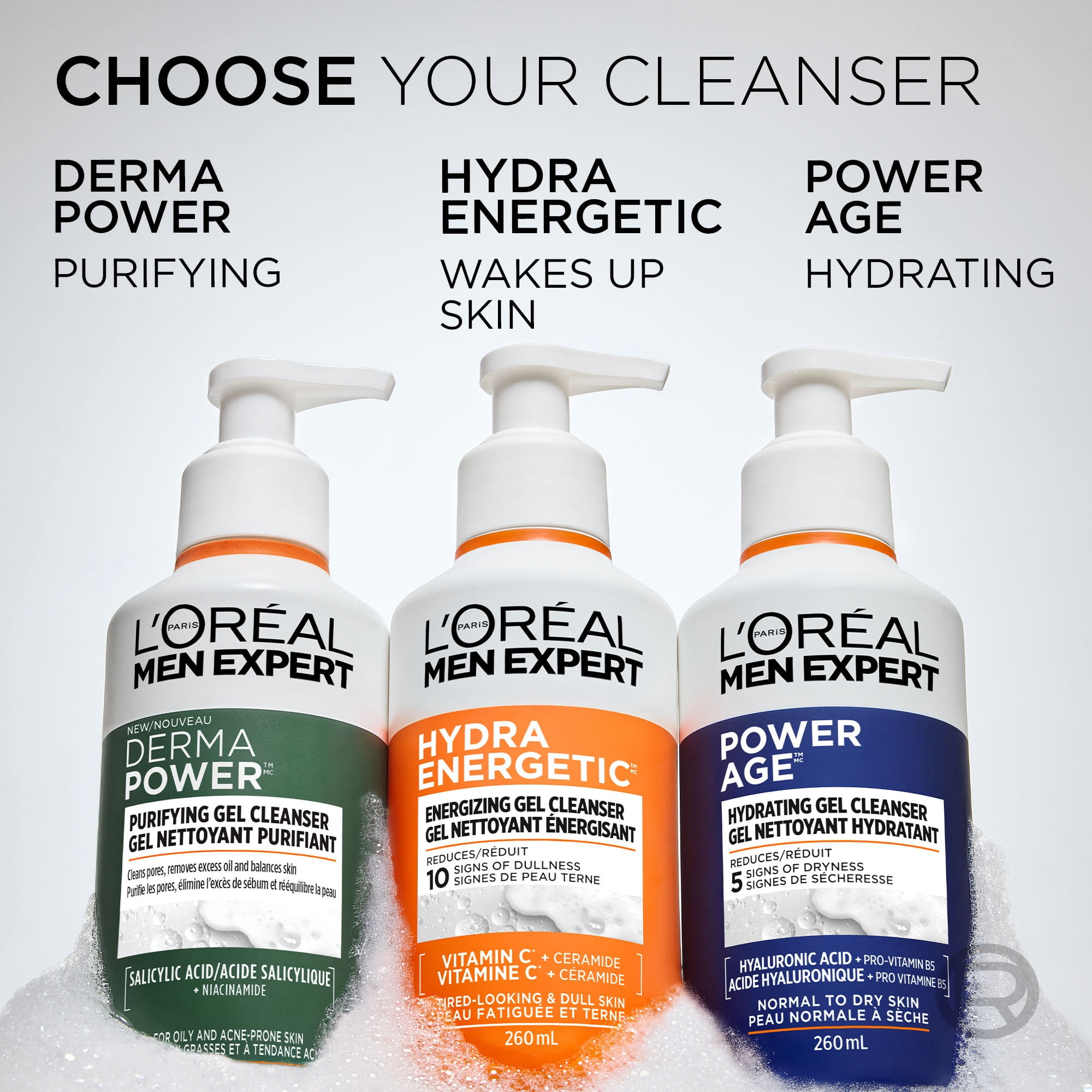 L'Oréal Men Expert Hydra Energetic Nettoyant Visage à la Vitamine C, 260 ml