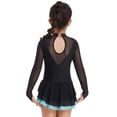 thumbnail image 4 of TiaoBug Robe de Patinage Artistique en Maille Élégante pour Filles avec Strass Manches Longues Tutu de Danse Ballet Vert Lac 8, 4 of 7
