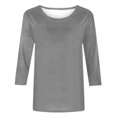 thumbnail image 4 of HKEJIAOI Blouse pour Femmes 3/4 Manches Imprimé Floral Col Rond 3XL Blouse d'Été, 4 of 5