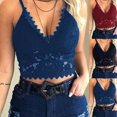 thumbnail image 3 of Femmes Femmes Soutien-Gorge Léger Camisole en Dentelle à Encolure en V à Bonnets Triangulaires Soutien-Gorge Sans Armatures Brassière Noir 2TG, 3 of 13
