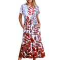 thumbnail image 1 of Robes pour Femmes Col Rond Manches Courtes Robe Imprimée, 1 of 1