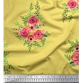 thumbnail image 1 of Soimoi Yellow Silk Fabric Flower Floral Print Fabric By Yard 44 Inch Wide, 1 of 3