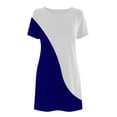 thumbnail image 3 of Womens Summer Plus Size Dresses Casual Color Block Patchwork Print Mini Sundress Tunic Round Neck Short Sleeve Dress, 3 of 5