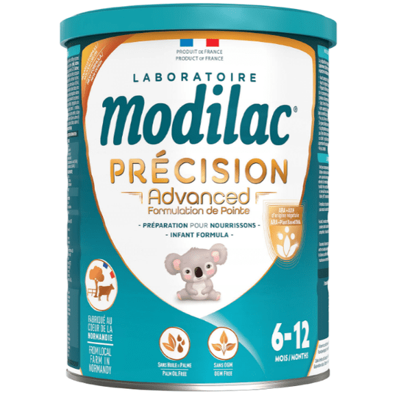 Modilac Précision Formulation de Pointe Infantile, Européen, Nouvelles fibres prébiotiques avancées, OMEGA 3, OMEGA 6, DHA/ARA, Sans huile de palme, 800 g, 6-12 mois