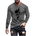 thumbnail image 3 of YOIAVAIOY T-Shirts Graphiques pour Hommes Halloween Chemise à Imprimé Araignée Manches Longues Col Rond T-Shirt Blouse Décontractée de Vacances T-Shirts Gris P, 3 of 6