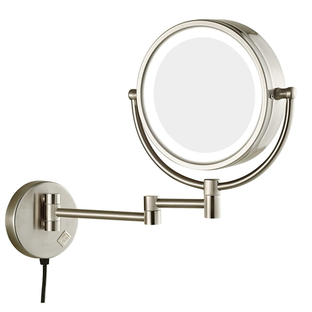 Personal Makeup Mirror Vanity Mirror With Lights Makeup Mirror Wall-mounted LED Light 10X Bath Telescopic Folding Double-sided Makeup Vanity Mirror ,Widely Use