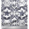 thumbnail image 1 of Soimoi Poly Georgette Fabric Filigree Damask & Artistic Leaves Print Sewing Fabric Yard 42 Inch Wide, 1 of 1