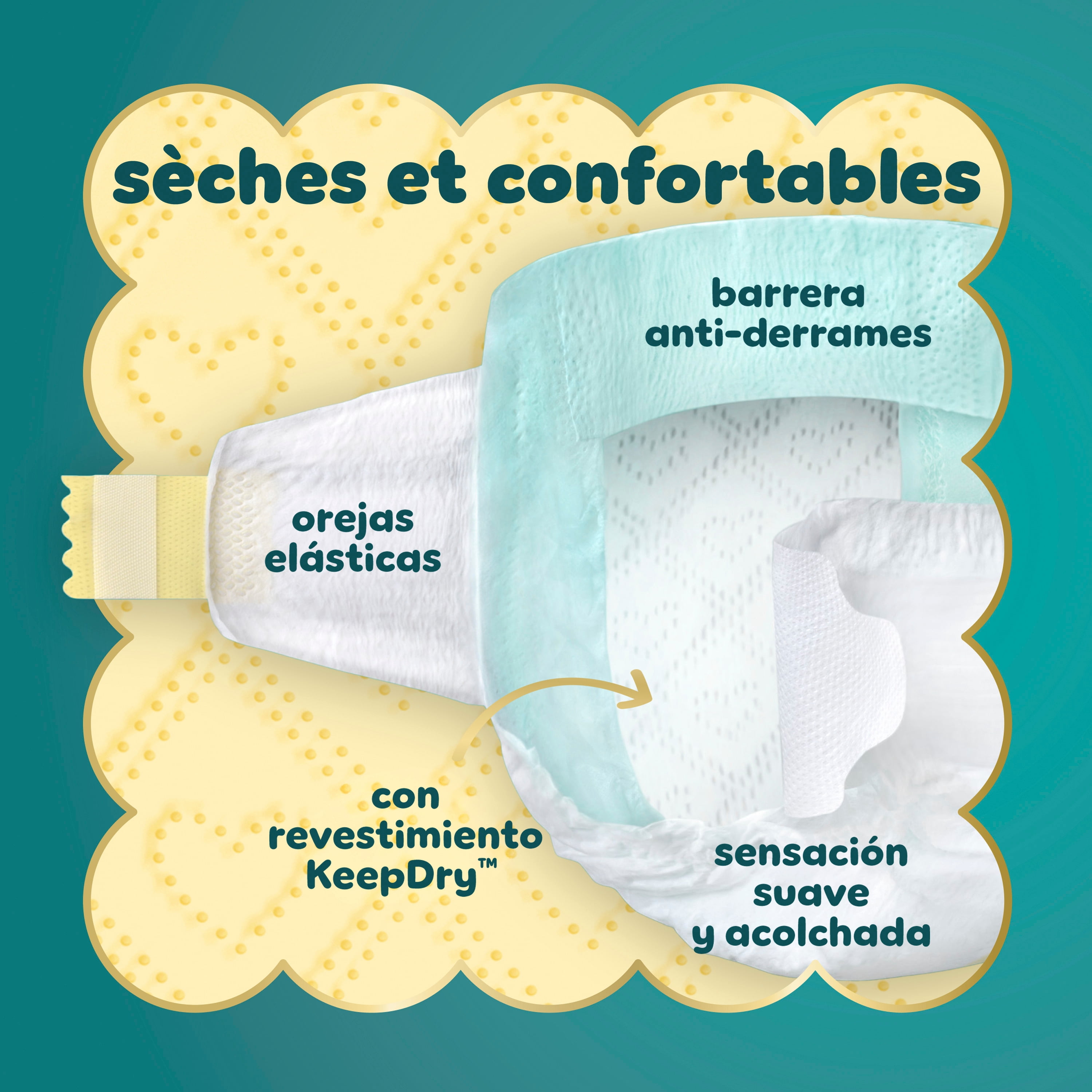 Pampers Swaddlers Couches, Taille 3 (13-26 lbs), Absorbantes, Garde Bébé au Sec et Confortable, Couche Jetable pour Bébé Sans Danger pour la Peau