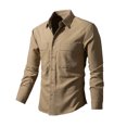 thumbnail image 1 of RXIRUCGD Chemise Décontractée pour Homme à Manches Longues avec Boutons, Poche et Col Rabattable, Kaki, Taille : M, 1 of 8