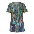 thumbnail image 3 of EQWLJWE Hauts d'Été pour Femmes Hauts pour Femmes Liquidation Femmes Décontracté Imprimé Manches Courtes Col Rond Chandail Blouse T-shirt Hauts, 3 of 5