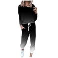 thumbnail image 1 of Mrat Jogging Suits for Women 2 Piece Set 2 Piece Jogging Sets Gradient Color Polyester Long Sleeve Sweatsuits Sets Two Piece Track Suits Drawstring High Waist Pants Set Comfy Outfits T-Black 3XL, 1 of 5