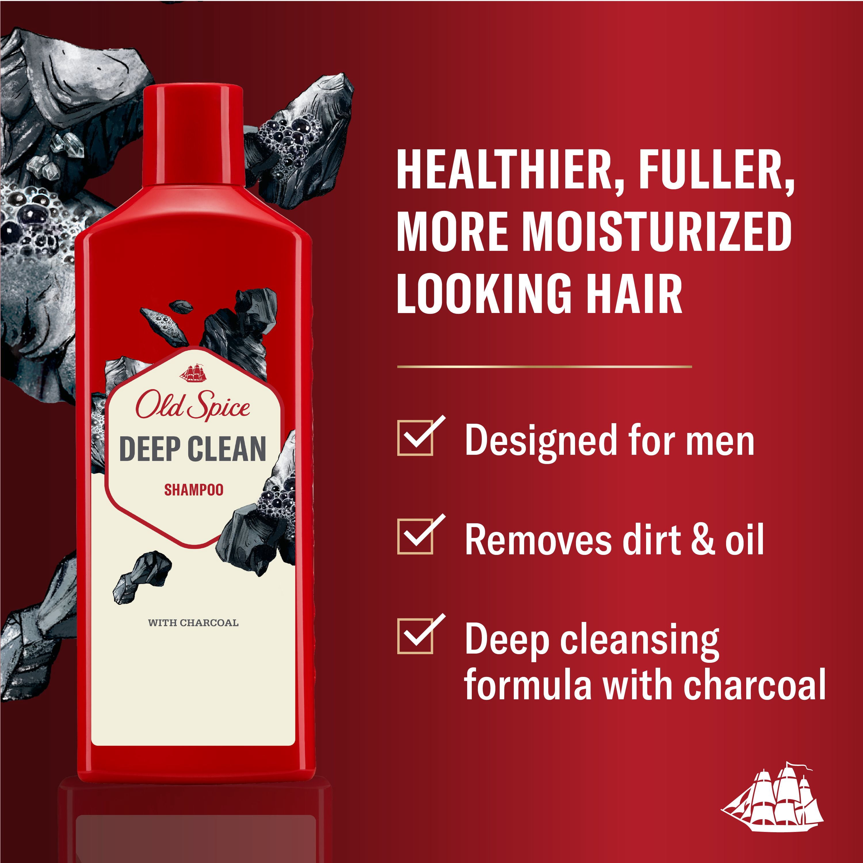 Old Spice Shampooing Lavage Intense pour Hommes avec Charbon de Bois, Parfum Frais et Propre, Élimine la Saleté et l'Huile Accumulées
