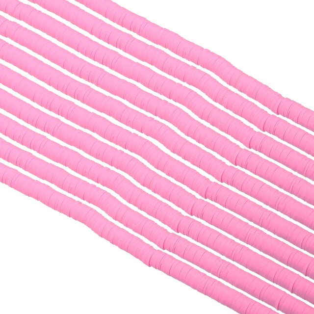 Unique Bargains Entretoise de Perles en Argile Polymère 6 mm, 3500 Pcs 10 Brins Ronde Plate Faite à la Main Entretoise de Perles, Rose Pâle