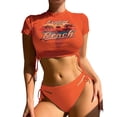 thumbnail image 1 of Kcodviy Women's European and Bikini Bathing Suit Shorts Split Print Three Piece Womens Swimming Suits with Skirts Net Red Sun Screen Bikini with Underwire Support Binding Beach Swimsuit, 1 of 8