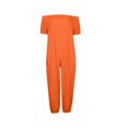 thumbnail image 5 of LOVZFMLL Women's Jumpsuit, Solid Color Off Shoulder Short Sleeve Loose Jumpsuit Orange, XL, 5 of 5