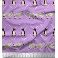 thumbnail image 1 of Soimoi Purple Polyester Crepe Fabric Penguin & Stripe Animal Decor Fabric Printed BTY 52 Inch Wide, 1 of 3