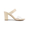 thumbnail image 3 of BLISSFUL STEP Women's Dual Clear Strap Chunky Heel Mules Slides Sandals Beige 10, 3 of 8
