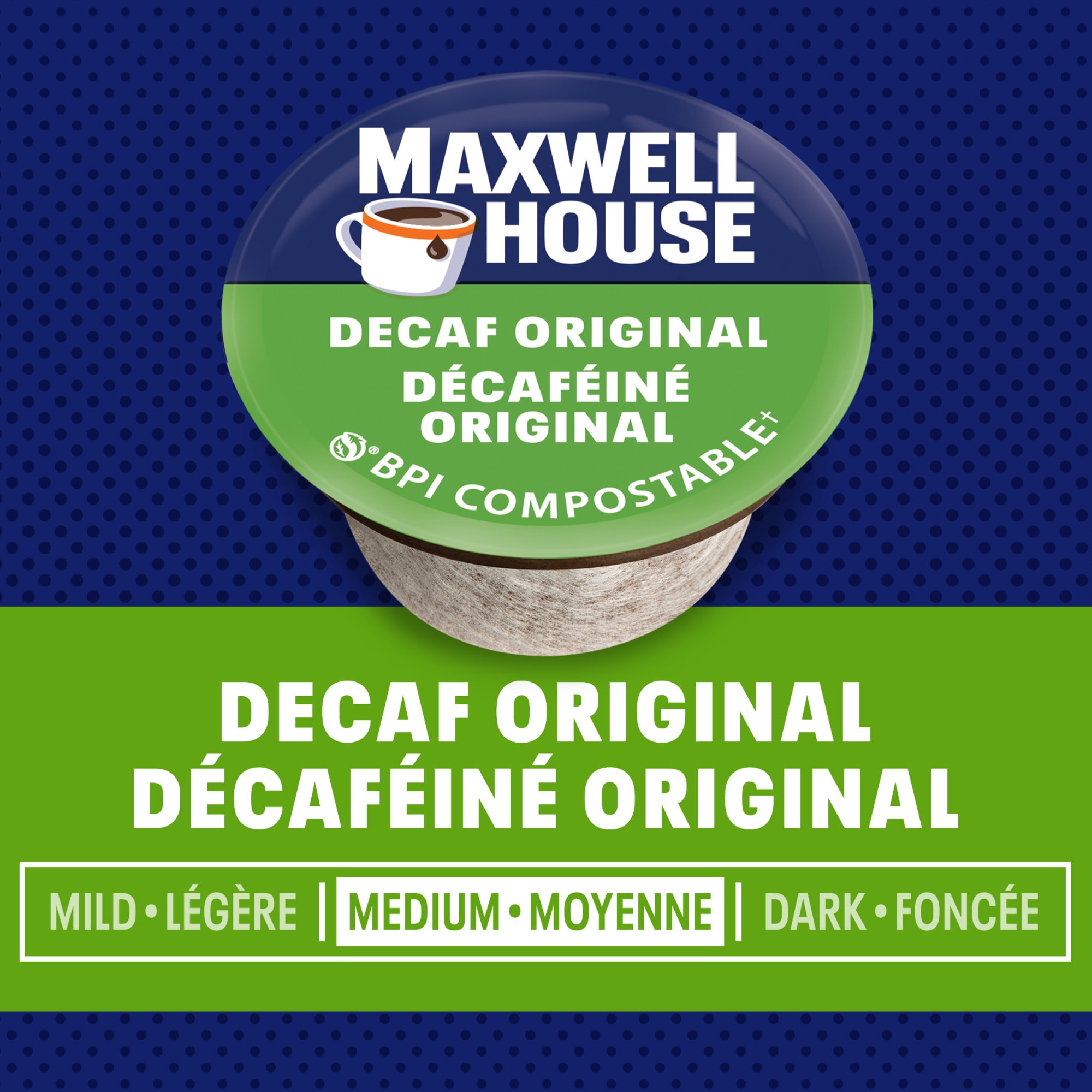 Maxwell House, Decaf Coffee 100% Compostable Pods, 12 Pods, Medium