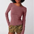 thumbnail image 2 of Pisexur Chandail pour Femmes Mode Chandails Tricotés à Col Rond Hauts à Manches Longues pour Femme Décontracté Léger Dos Échancré Hauts d'Automne Chandail Ajusté, 2 of 7