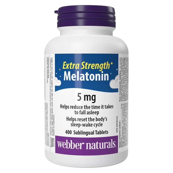 webber naturals Mélatonine 5 mg Force Supplémentaire Dissolution Facile, 400 Comprimés Sublinguaux