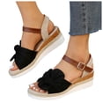 thumbnail image 2 of IUJSOY Womens Platform Wedge Sandals Open Toe Bowknot Espadrilles Buckle Ankle Strap Summer Shoes, 2 of 9