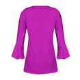 thumbnail image 5 of Timegard Tops d'Été Femmes Plissé Cranté Col en V Flare Manches 3/4 Confortable T-Shirts Haut Décontracté, 5 of 5