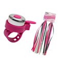thumbnail image 2 of Rubans pour Sonnettes 2 Pcs Poignées de Vélo pour Enfants à Pompons avec Ensemble de 1 Pce de Rubans pour Trottinette Rubans Tressés pour Guidon Rubans Accessoires de Vélo (Glands Roses et Cloche Rouge), 2 of 8