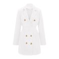 thumbnail image 3 of WEIYLL Womens Fleece Jackets Double Long Sleeve Belt Dress Solid Color Mid Length White Fall Clothes Size S, 3 of 5