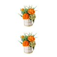 thumbnail image 1 of mmirethe Fake Peony Silk Hydrangea Flower Realistic Appearance Artificial Flowers With Vase Simulation Flower Set Low Maintenance Pinellia orange 2Set, 1 of 6