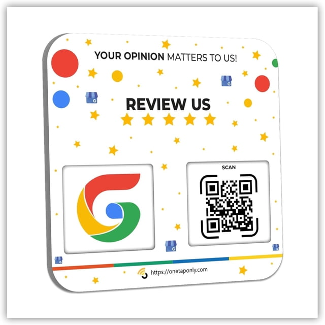 Google Review Plate -1 Pack Adhesive Instant Reviews Signs - QR Code Review plate for Business, Best Customer Feedback Stand