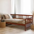 thumbnail image 3 of Giantex Twin Size Wooden Slats Daybed Frame, Sturdy Sofa Support Platform W/Rails and Full Wooden Slats Support, Home Furniture for Bedroom Living Room, Cherry, 3 of 8