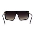 thumbnail image 2 of Retro Flat Top Shield Oversize Half Rim Rimless Sunglasses Black Gold Blue Mirror, 2 of 4