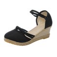 thumbnail image 3 of Kcodviy Women Buckle Sandals Platform Closed Toe Sandals for Women Wedge Sandals Versatile Braided Tie Up Sandals for Women Buckle Breathable Wedge Sandals, 3 of 8