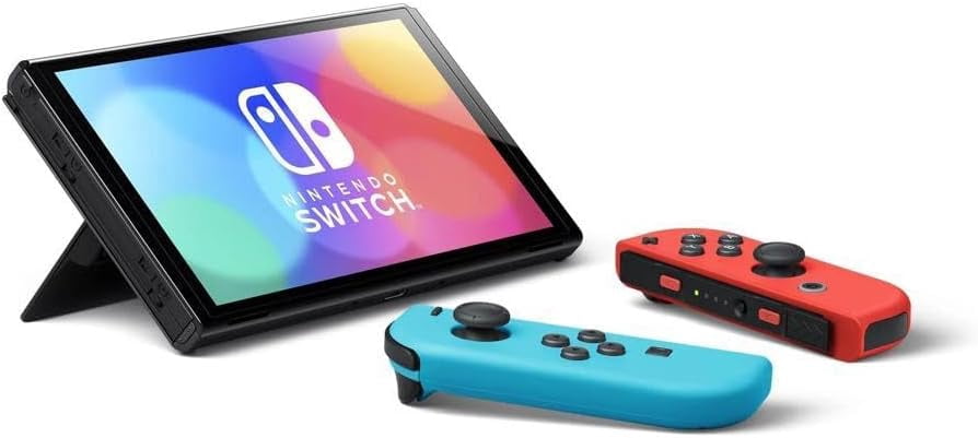 Nintendo Switch Console - OLED Model with Neon Blue and Red Joy
