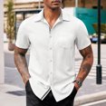 thumbnail image 2 of Erwazi Men's Button Down Shirts Summer Casual Stretch Short Sleeve Business Dress Shirt with Pocket, 2 of 9