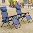 thumbnail image 2 of Outsunny Zero Gravity Chair Set with Folding Table & Cup Holder Trays Blue, 2 of 10