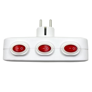1 to 3 Way Power Extension Socket, 3 Outlets Independent Switch Wall Mounted Overload Protection Power Adapter
